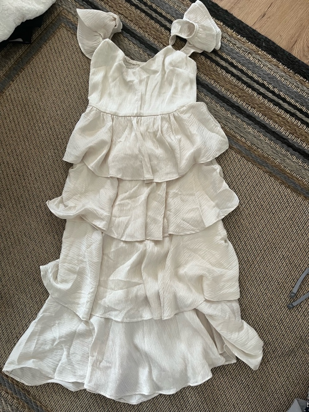 Altar'd State Cream Tiered Flutter Strap Maxi Dress